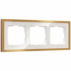 Изображение Рамка на 3 поста Baguette (белый/золотистая латунь) W0032853