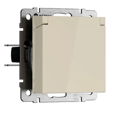 Изображение Розетка влагозащищенная с заземлением крышкой и шторками N (слоновая кость) W1171203